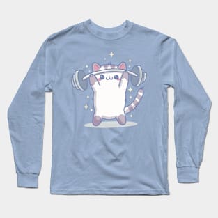 Kawaii Cat Weightlifting Long Sleeve T-Shirt